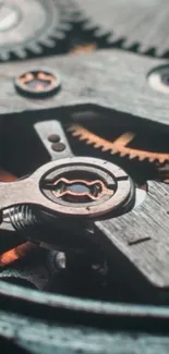 Close-up of intricate metallic watch gears showcasing mechanical design.