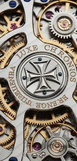 Close-up of intricate watch gears showing detailed craftsmanship.