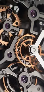 Close-up of intricate watch gears with metallic design.