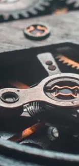 Close-up view of intricate watch gears with detailed mechanical design.