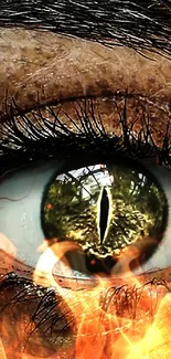 Close-up of a golden reptilian eye with textured scales.