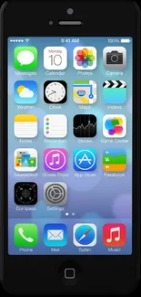 iPhone mobile wallpaper with colorful app icons on a black background.