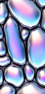 Iridescent bubble pattern on phone wallpaper.