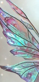 Iridescent butterfly wing wallpaper with magical hues.