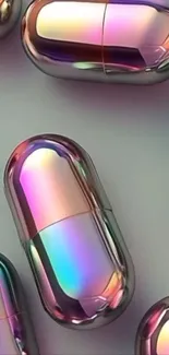 Iridescent capsules art wallpaper with vibrant colors.