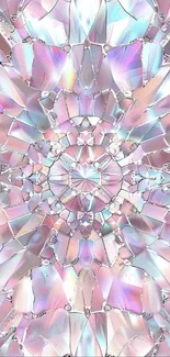 Iridescent crystal mandala mobile wallpaper, elegant and vibrant pattern.