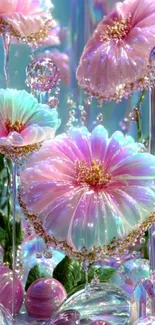 Iridescent fantasy flowers with vibrant colors.