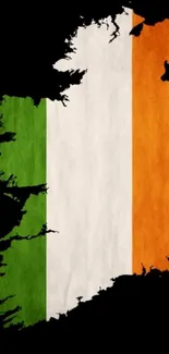 Irish flag silhouette on a black background.