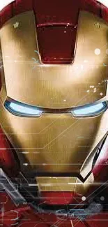 Iron Man wallpaper with red and gold armor for mobile devices.