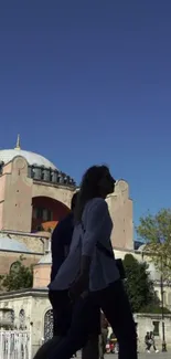 Istanbul's Hagia Sophia under a vibrant blue sky.