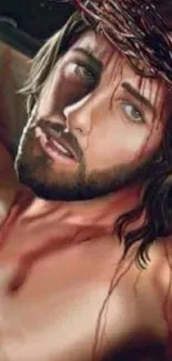 Artistic Jesus portrait wallpaper with emotional expression.