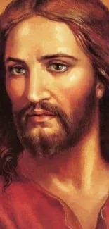 Artistic portrait of Jesus Christ with serene expression.