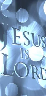 Inspirational wallpaper with 'Jesus is Lord' text in radiant light.