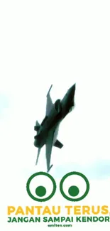 Jet fighter soars upward against cloudy sky backdrop.