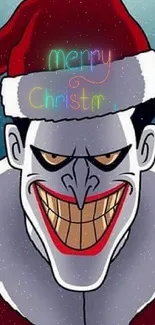 Joker in Santa costume with a dark background