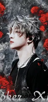 Joker Xu gothic wallpaper with red roses.