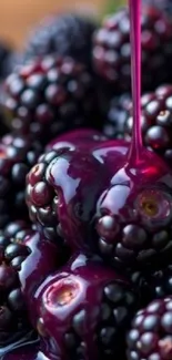 Juicy blackberries with vibrant purple juice.