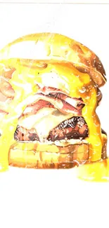 Juicy burger with melted cheese dripping down.