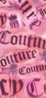 Juicy Couture pink themed wallpaper with text collage.