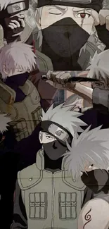 Kakashi Hatake collage on mobile wallpaper.