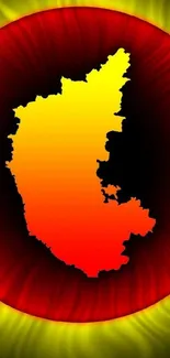 Vibrant wallpaper featuring a glowing Karnataka map on a black background.