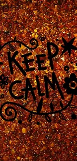 Amber textured 'Keep Calm' wallpaper for mobile devices.