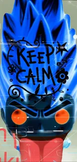 Blue anime wallpaper with 'Keep Calm' text design.