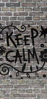 Keep Calm message on brick wall wallpaper.