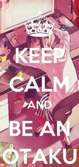 Anime wallpaper with keep calm otaku theme.