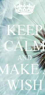 Keep calm and make a wish blue dandelion wallpaper.