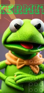 Vibrant green mobile wallpaper featuring Kermit the Frog.