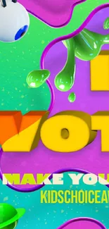 Vivid Kids Choice Awards wallpaper with bright colors and fun elements.