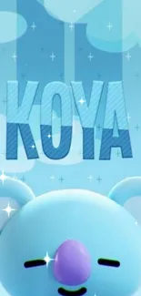 Koya cartoon wallpaper with a blue theme and playful design.