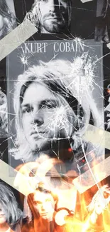 Kurt Cobain collage with black and white tones.