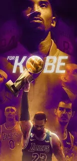 Lakers tribute wallpaper with Kobe Bryant and purple tones.