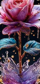 Luxurious floral art wallpaper with vibrant rose.