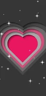 Layered pink heart on dark grey background.