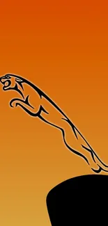 Leaping puma silhouette on orange gradient background.