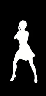 Silhouette of a dancer in black and white on mobile wallpaper.