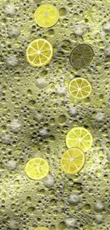 Lemon slices overlay on a lunar-textured surface wallpaper.