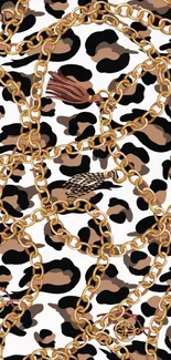 Leopard and gold chain pattern wallpaper.