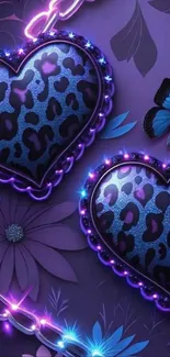 Leopard heart and butterfly artistic wallpaper with vibrant colors.