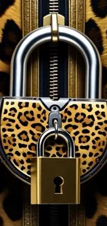 Leopard print lock design wallpaper for mobile phones.