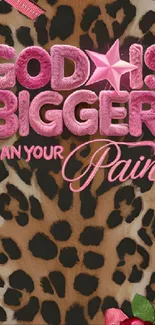 Leopard print wallpaper with inspirational text.