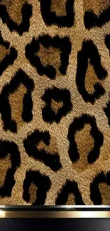 Leopard print mobile wallpaper with bold pattern and brown tones.