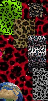 Leopard print wallpaper with colorful textures and vibrant patterns, including green, gold, and black tones.