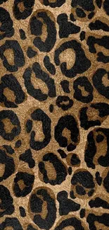 Leopard print wallpaper with bold spots.