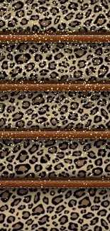 Leopard print mobile wallpaper with brown tones and textured design.