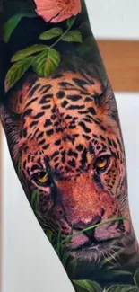 Intricate leopard tattoo art on arm design.