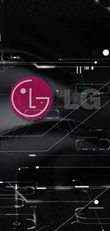 Futuristic LG wallpaper with circuits and a dark theme.